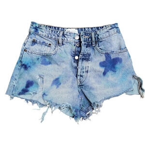 ZARA HIGH WAIST RIPPED DENIM SHORTS